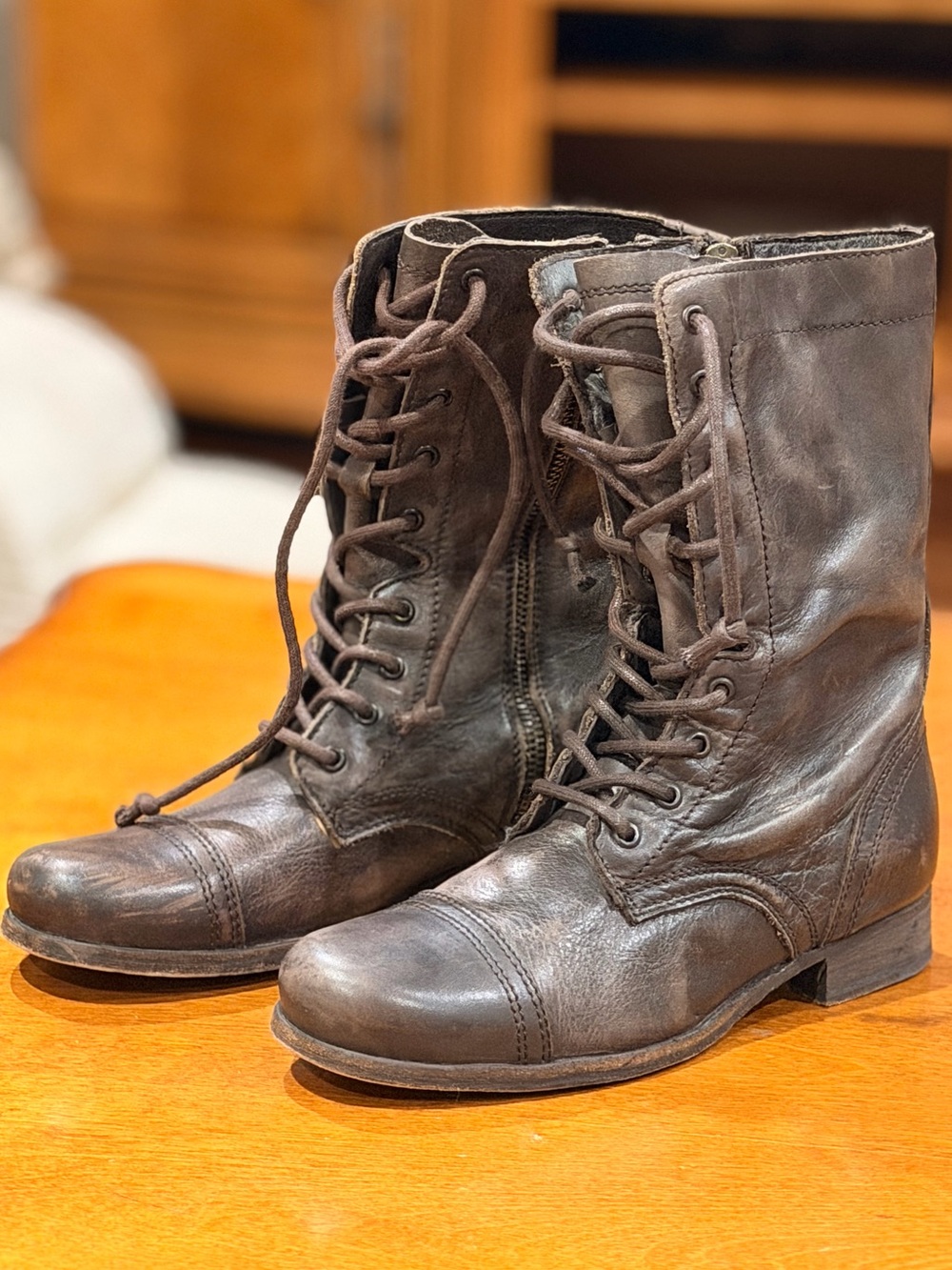AllSaints Vintage Brown Leather Lace-Up Woman's Boots